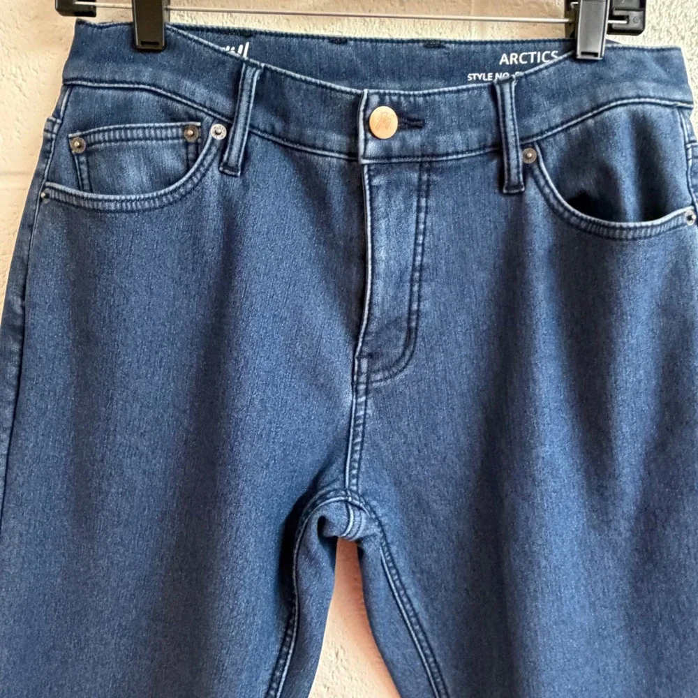 Mugsy Mens Arctics Fleece Lined Jeans 33x34 Dark Blue Stretch Winter Denim